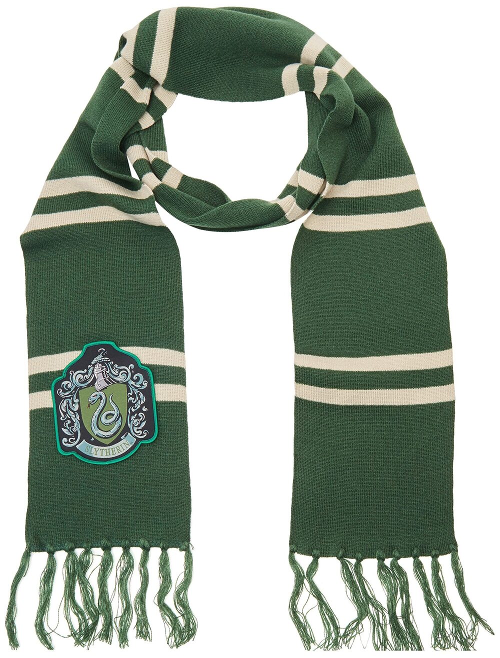 5285 Slytherin Patch Knit Scarf, OSFM, Green